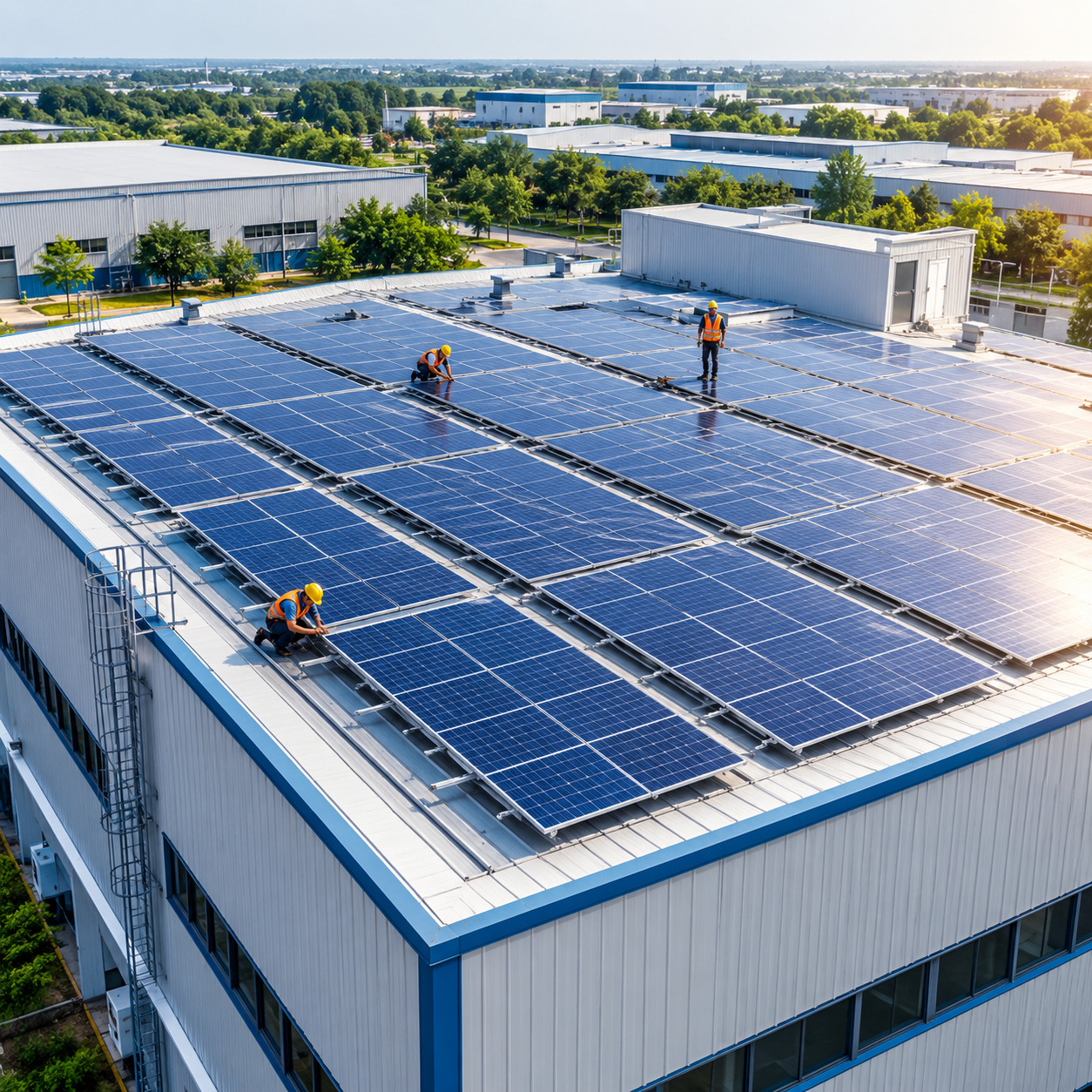 Industrial rooftop solar installation